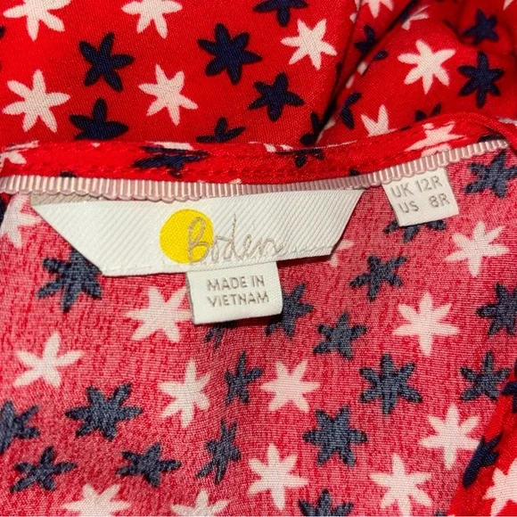 Boden red white & blue stars dress viscose POCKETS 3/4 sleeve shift size 8 8R - Picture 11 of 13